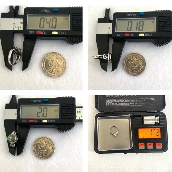 Sterling Silver 925 Bezel Set Oval Abalone Shell Floral Accent Ring Sz 3.75 - Picture 10 of 16